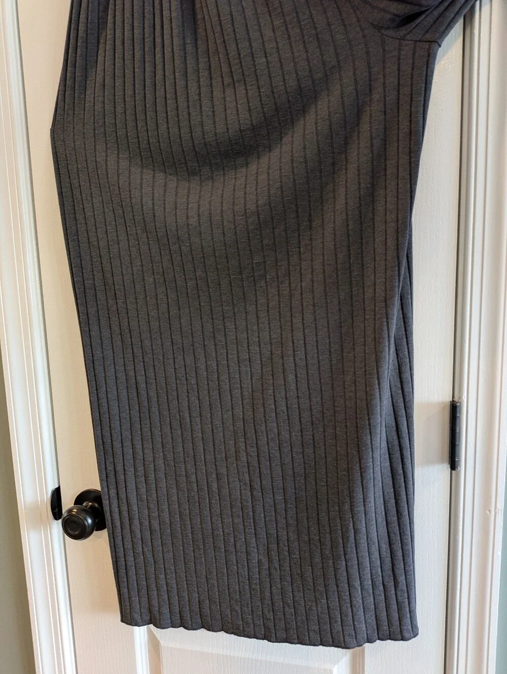 Free People Beach Love Me Wide Leg Palazzo Pants Gray Ribbed Bohemian Size L - Picture 11 of 13